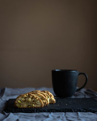 Close-up of coffee served on table