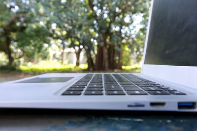 Close-up of laptop on table