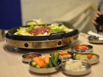 Close-up of food served in plate