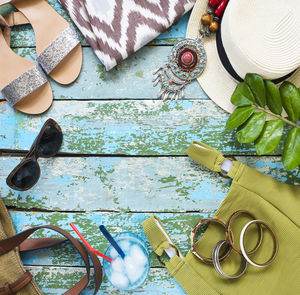 High angle view of shoes on table