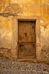 Closed door of old building