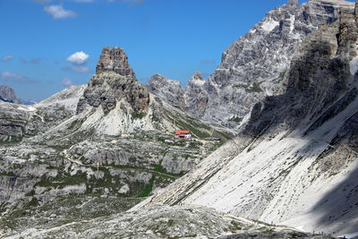 Scenic view of rocky mountains against sky