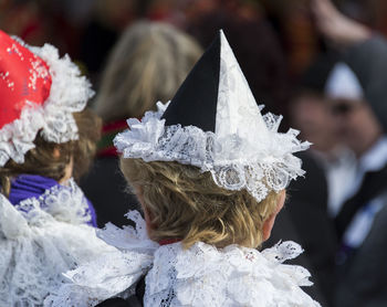 Close-up of boy wearing costume in city