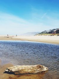 Scenic view of sea against blue sky