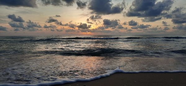 Scenic view of sea against sky during sunset