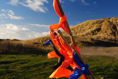 Low angle view of multi colored landscape against sky