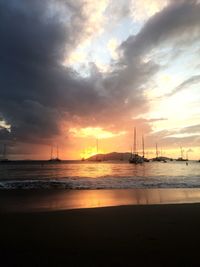 Scenic view of sea at sunset