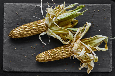 High angle view of banana on table