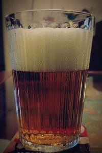 Close-up of beer glass