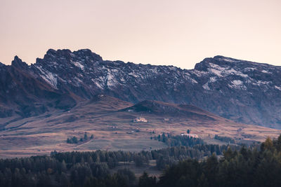 Scenic view of mountains against clear sky