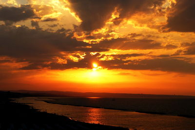 Scenic view of sea at sunset