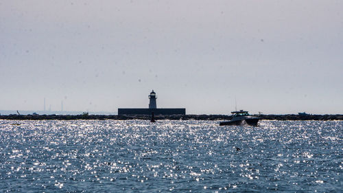 Scenic view of sea against clear sky