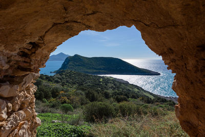 Scenic view of rock formations against sky