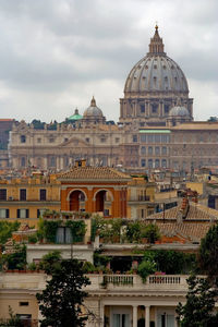 View of buildings against cloudy sky