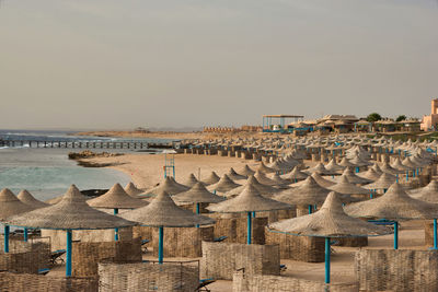 View of beach against clear sky