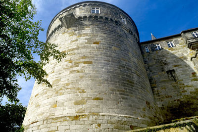 Low angle view of historical building against sky