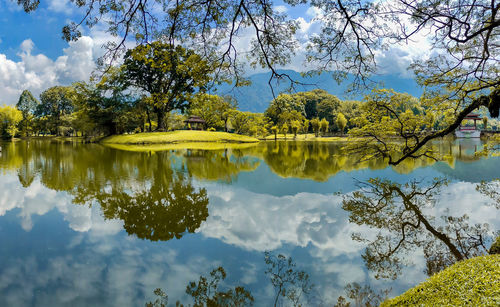 Scenic view of lake against sky