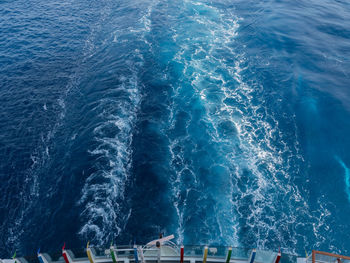 High angle view of boat in sea