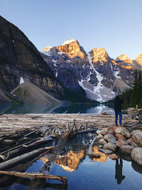 Scenic view of lake against clear sky