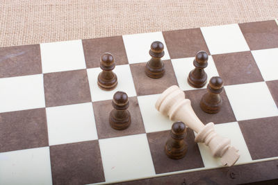 High angle view of chess board