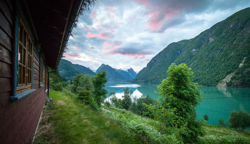 Scenic view of mountains against sky