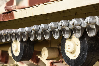 Close-up of old machinery in factory