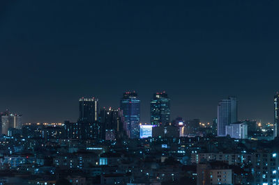 City lit up at night