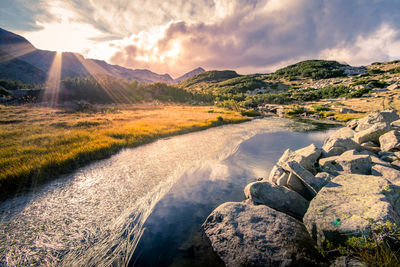 Scenic view of mountains against sky