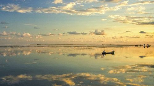 Scenic view of sea at sunset