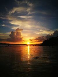 Scenic view of sea at sunset