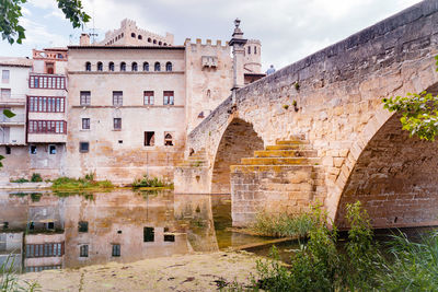 Valderrobres, spain.  stone bridge over the river makes the entrance 