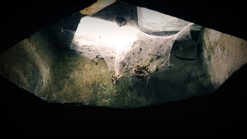 High angle view of water in cave