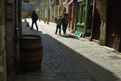 People walking on city street