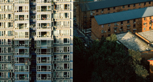 High angle view of buildings in city