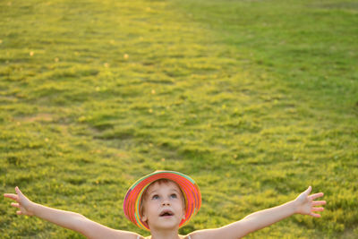 Portrait of boy in a field