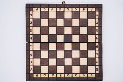 Close-up of chess against white background