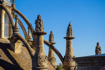 Low angle view of statue against clear blue sky