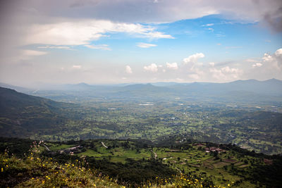 High angle view of landscape against sky