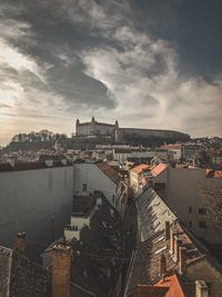 High angle view of city at waterfront