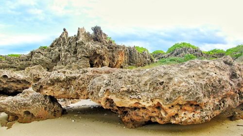 Rock formations against sky
