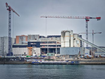 Cranes at waterfront