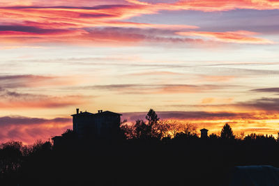 Silhouette buildings against sky during sunset