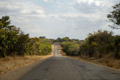 Road amidst trees against sky