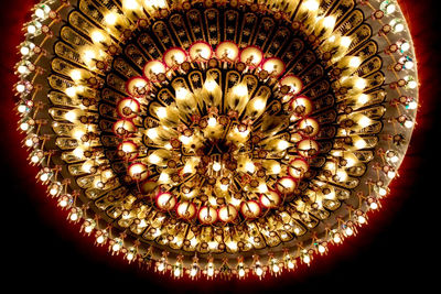 Low angle view of illuminated chandelier