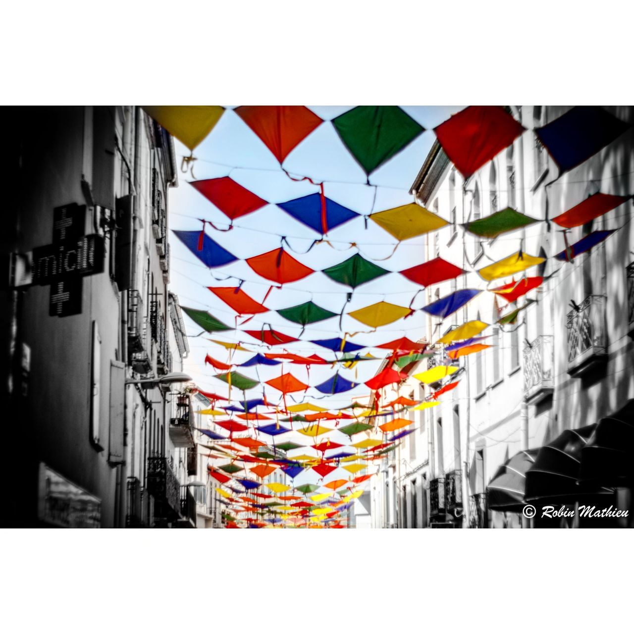 multi colored, transfer print, auto post production filter, day, no people, outdoors, transportation, decoration, nature, large group of objects, balloon, architecture, close-up, hanging, variation, isolated color, choice, focus on foreground