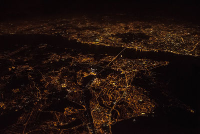 Aerial view of illuminated tree during winter