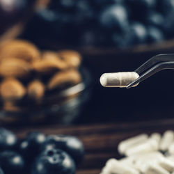 Close-up of coffee beans on table