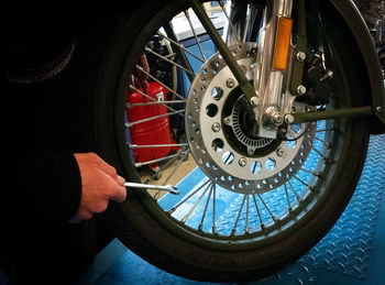 Reflection of man on mirror