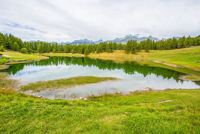 Scenic view of lake against sky