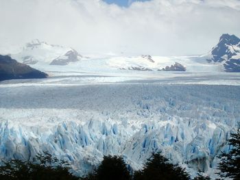 Majestic landscape with moreno glacier against mountain